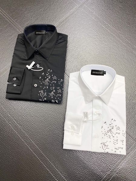 

men's dress shirt slim fit flex collar stretch pint brand clothing men long sleeve dress shirts hip hop style quality cotton 12724, White;black