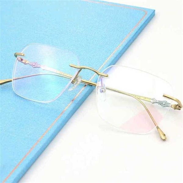 

2023 designer glasses new rimless titanium frame fashion men decoration outdoor eyewear protect optical glasses filling recipe, White;black