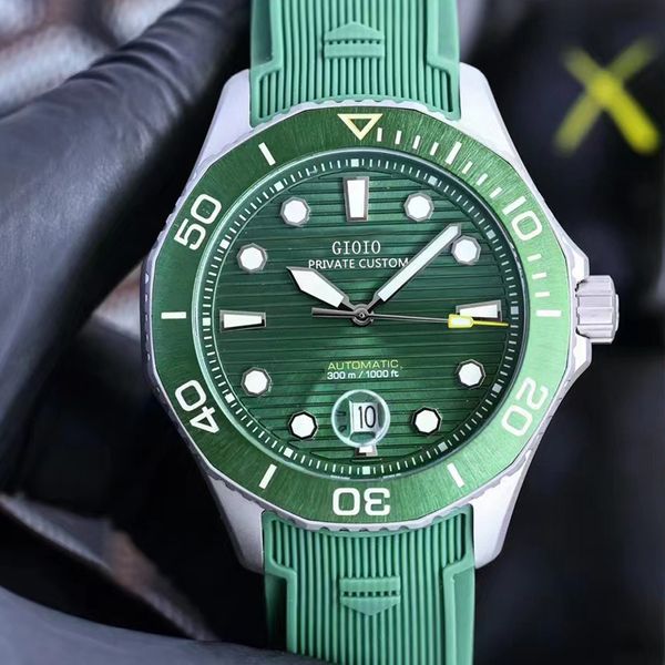 

men's blue-black ceramic rubber automatic mechanical watch, Slivery;brown