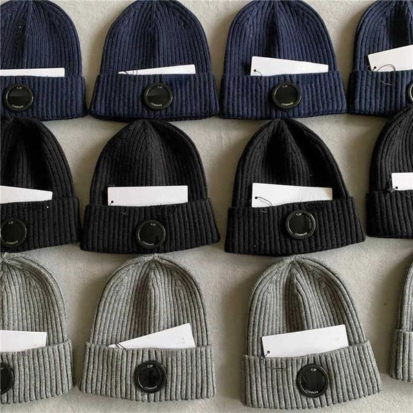 

Hat Cp Beanie Bonnet Mens Beanie Cap Cp Designer Hats Casual Thick Knitted Woolen Hat Warm Beaniehats All Match C, Gray