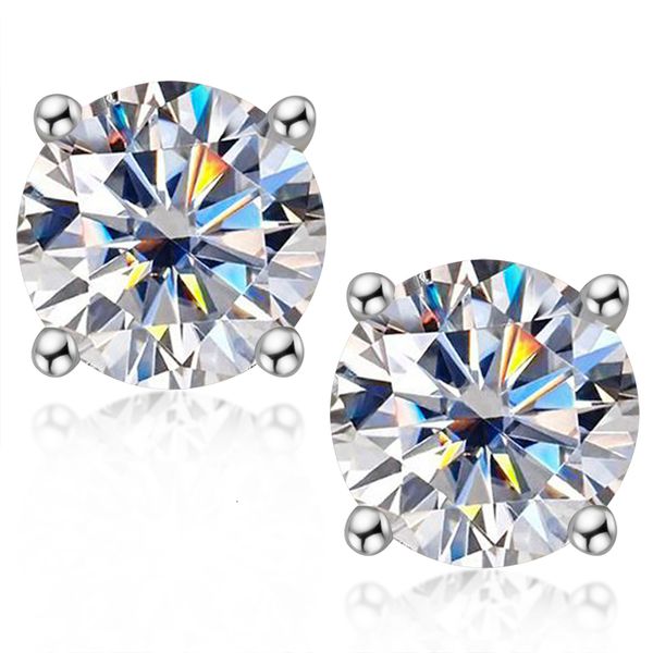 

stud iogou round d color 80mm diamond simple four claw earrings for ladies classic 925 sterling silver engagement gift 230406, Golden;silver