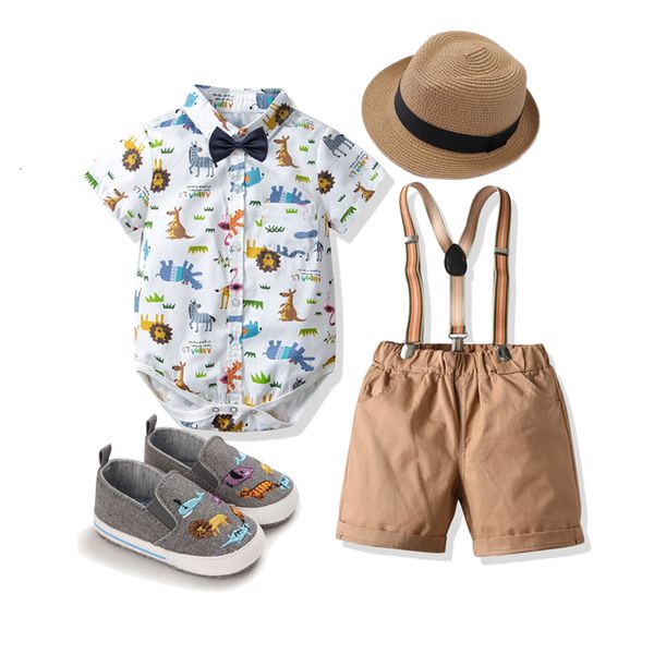 

clothing sets jungle safari costume for baby boy clothes animal kids lion printed romper bodysuit suspender pants 230407, White