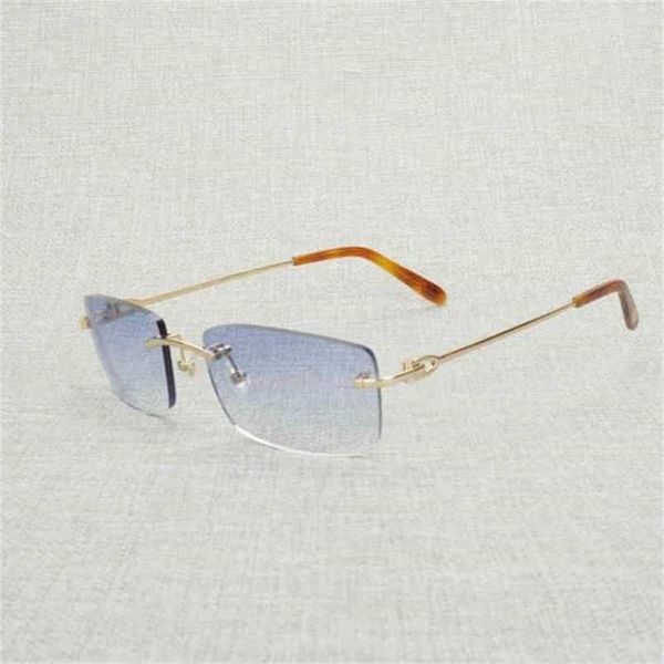

2023 designer glasses new vintage rimless square sunglasses men oval clear frame women glasses shades culos gafas for driving fishing 011, White;black