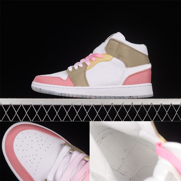 

shoes jumpman 1 womens mid dj0338-100 pastel vivid green grind men women designers sports sneakers trainer shoe
