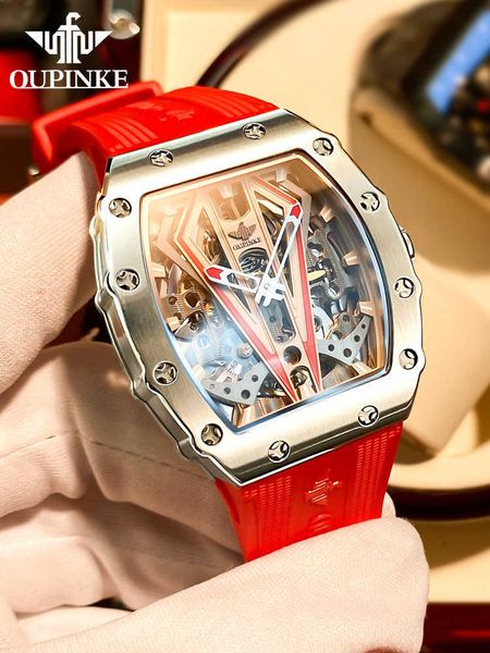 

luxury milles swiss mechanical watch openwork outinke european pinker watch men's 10 waterproof men's watch 3179 richards same sty, Slivery;black