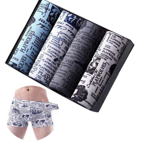 

underpants 4pcs men's underwear fashion men's boxing men's molded underwear shorts men's breathable mid rise shorts l-4x, Black;white