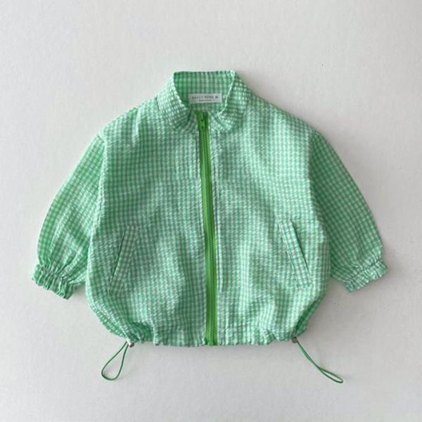 

jackets 2023 girls candy color sunscreen summer thin children coat loose kids boys zipper 0 5 year clothing 230407, Blue;gray