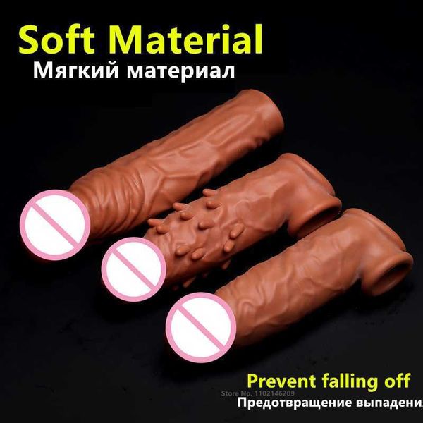

toy massager realistic penis sleeve reusable extender delay ejaculation enlargement toys for men extension cock cover