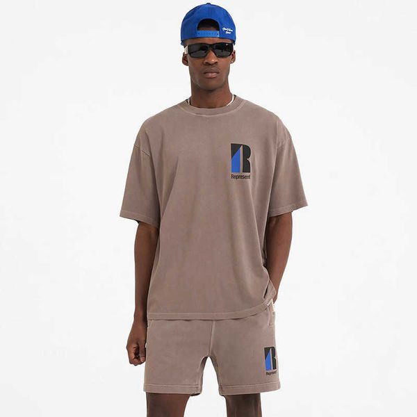 

men's t-shirts represent representative large r letter print ins high street fashion oversize short sleeve women's t-shirt male sh, White;black