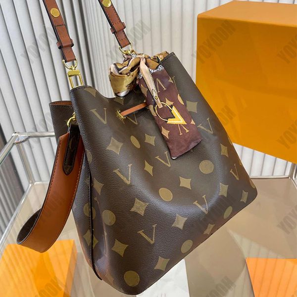 

Luxurys Designers Bags Bucket bag women shoulder bags fashion handbag made of cowhide big brand high quanlity Classic letter printed handbags, Black