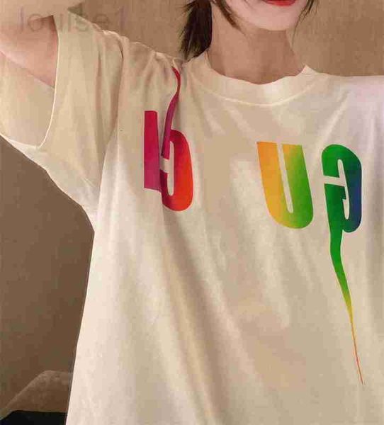 

women's hoodies & sweatshirts designer high edition luxury fashion rainbow lightning blade print ins mesh red same loose short sleeve t, Black