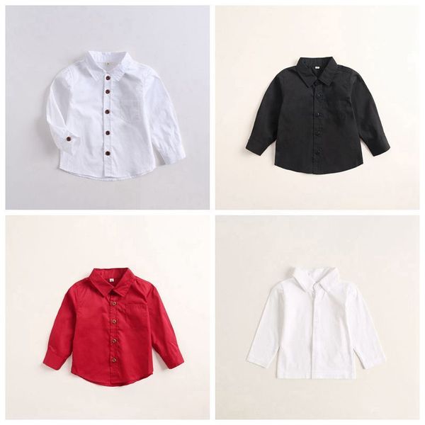 

kids shirts boys' shirt long sleeved pure cotton spring and autumn boys' lapel boys' pure cotton cardigan 230406, White;black