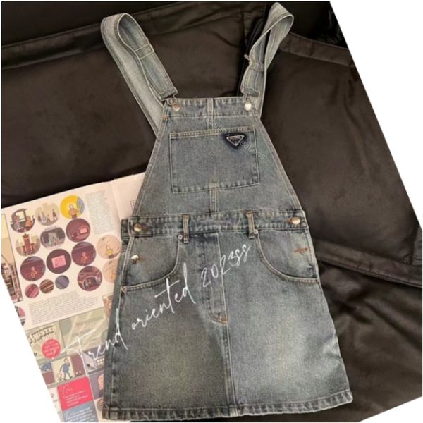 

women's denim skirt wash with enzyme spring summer 2023 triangle luxury brand high-grade sleeveless strapless skirt cotton high-density, Black