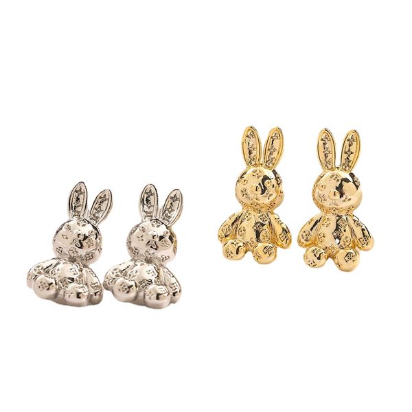 

womens rabbit earrings charm design gold earrings spring designer jewelry romantic couple family gift sliver stainless steel, Golden