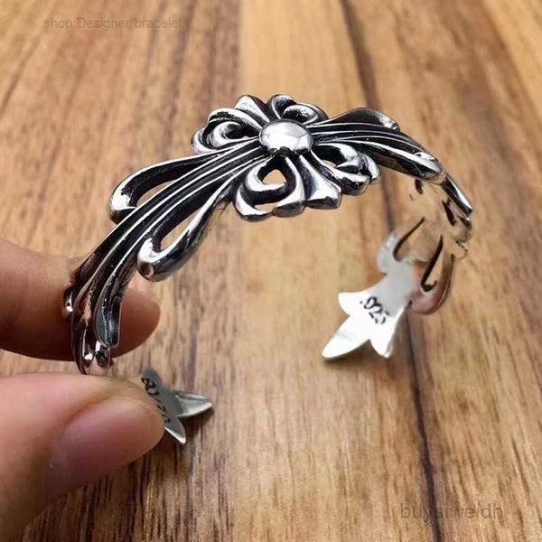 

bangle designer ch bracelet s925 sterling silver popular open cross military flower men's women's chain lover gifts classic luxury, Black