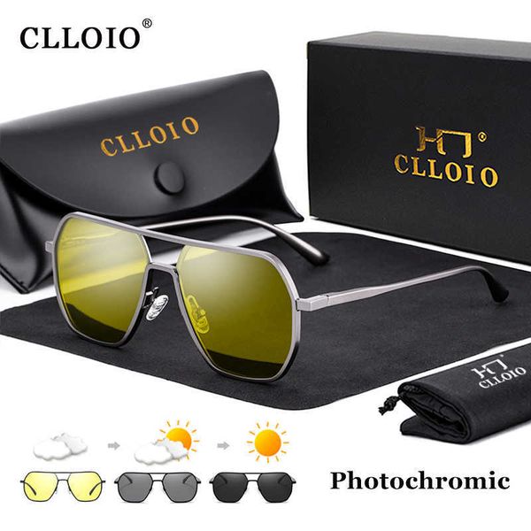 

sunglasses clloio anti-glare day night vision glasses men women polarized driving sun glasses square aluminum pchromic sunglasses uv400 w040, White;black