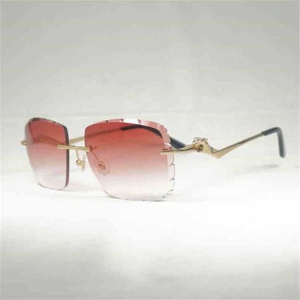 

2023 designer glasses new vintage oversize sunglasses men leopard style diamond cut gafas retro shades women goggles for outdoor rimless gla, White;black