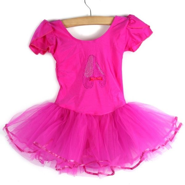 

dancewear child girls training gymnastics ballet tutu leotard short sleeve dance dress 4 size 230407, Blue