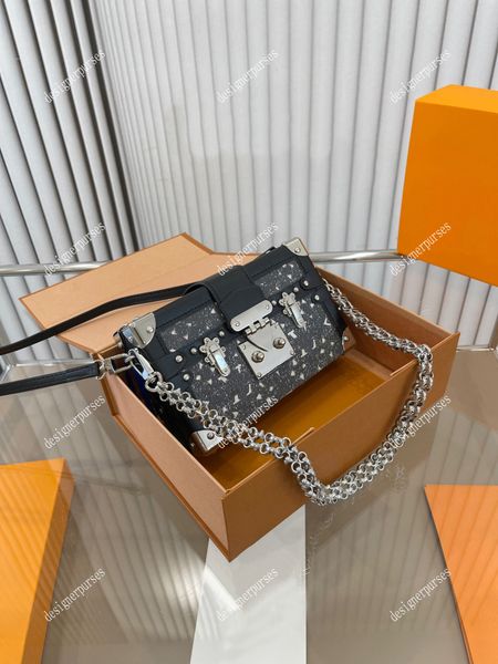 

tz denim small trunk box chain bag designer petite malle handbags women men shoulder crossbody bag luxury handbag fashion classic old flower