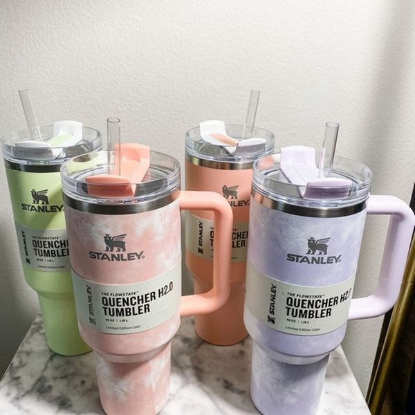 

stanley quencher 40oz tumbler with handle insulated tumblers lids straw stainless steel coffee termos cup with logo 0407