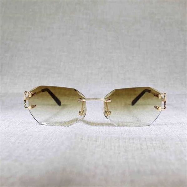 

2023 designer glasses new rimless c wire sunglasses men eyewear women for summer diamond cutting clear glasses metal frame oculos gafas, White;black