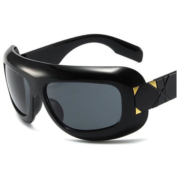 

new sunglasses men pilot sun glasses hip hop anti-uv spectacles simplity eyeglasses personality oversize frame ornamental, White;black