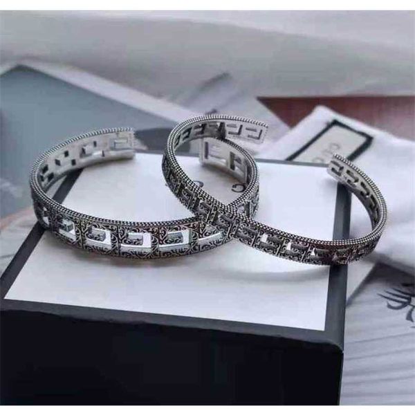 

bangle bracelet 2023 new ancient hollowed out silver carved pattern men's and women's universal couple bracelet factory direct sal, Black