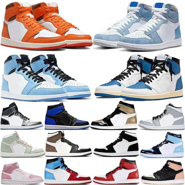

jumpman 2023 1 basketball shoes men 1s lost found true university blue hyper royal panda dark mocha bred shadow unc smoke grey women sports, Black
