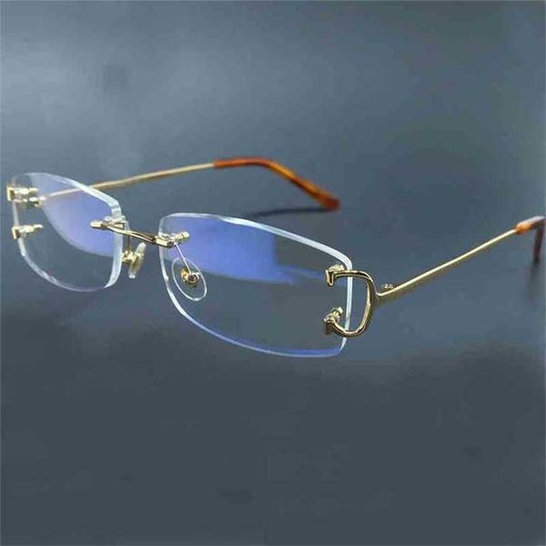 

2023 designer glasses model vintage rimless clear men frames for fill prescription fashion eyeglasses women luxury eyewear frame sunglasses, White;black