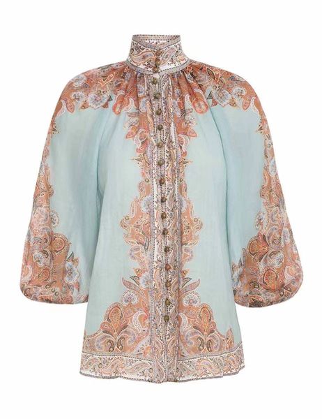 

women's blouses & shirts australian designer designs a new spring/summer 2023 ramie printed loose top, White