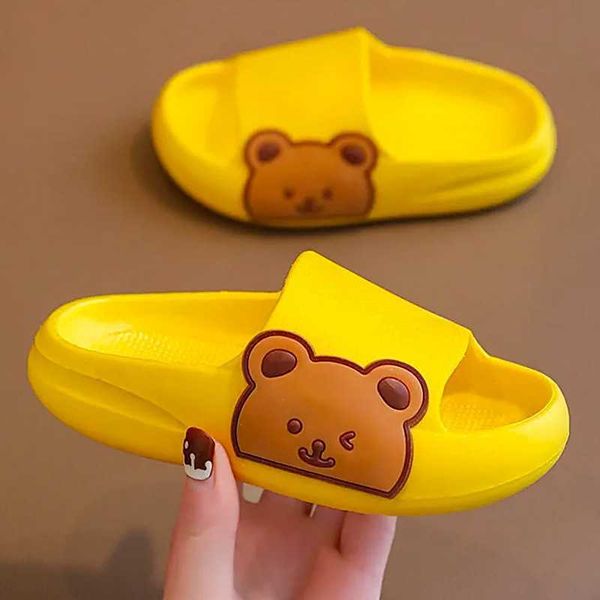 

slipper kruleepo 3-16 years cartoon bear slippers shoes for girls boys children baby kids animation pvc antiskid flip flops sandals mule y23, Black;grey