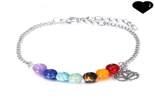 

7 chakras beaded strands bracelets for women crystal healing balance beads nature stone bracelets lotus charms yoga whole jewe2197365, Black