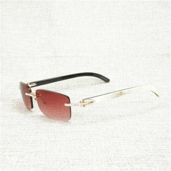 

2023 designer glasses vintage strass natuurlijke buffelhoorn randloze zonnebril mannen hout vierkante vrouwen voor outdoor shades culos eyew, White;black