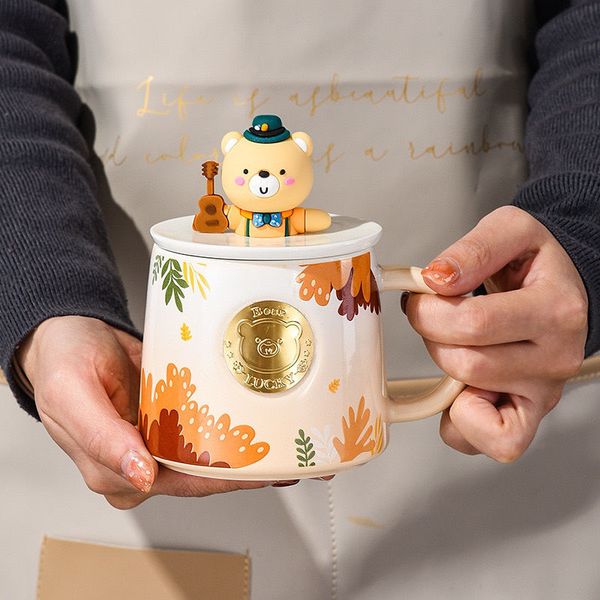 

starbucks cup creative cartoon bear milk mug girl large capacity couple ceramic water cup hand gift