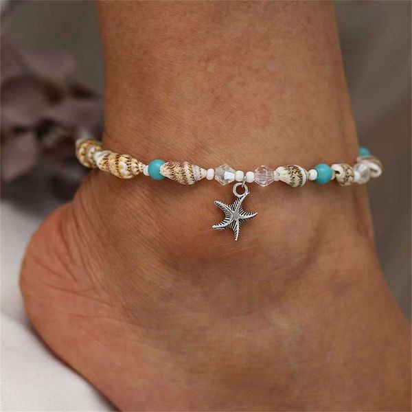 

anklets new irregular turquoise anklets for women summer beach star pendant foot chain girls ankle bracelet accessories friend gift aa230406, Red;blue