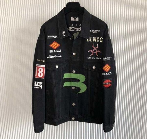 

spring paris embroidery jeans jackets women long sleeve men designer jacket denim mens coats usa size, Black;brown