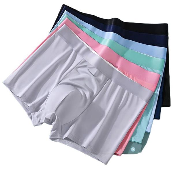 

underpants men's ice silk seamless boxing naked feel breathable men's solid color underwear and comfortable underwear 230407, Black;white