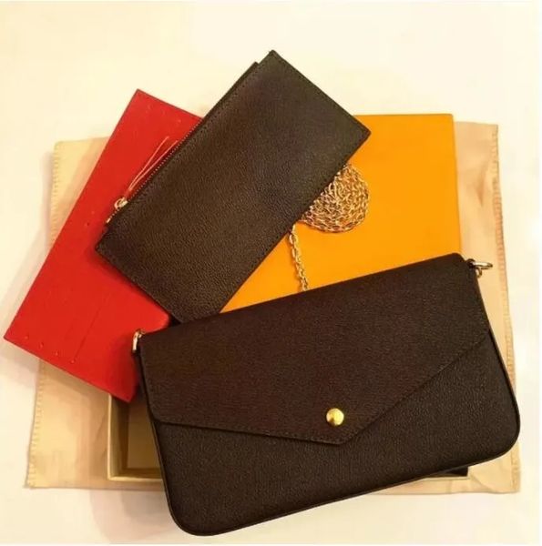 

designer bags women 3 pcs set purse genuine leather brown flower shoulder crossbody bag ladies purses three pcs set wallet