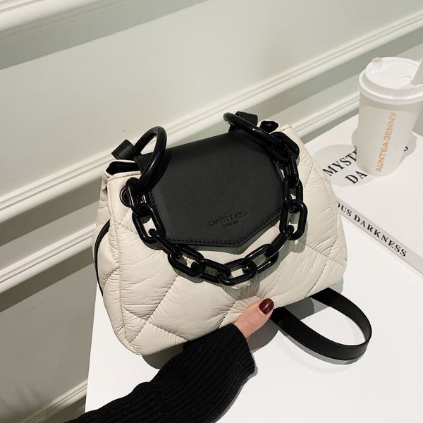 

evening bags tote bag hit winter pu leather padded quilted women's designer handbag luxury brand chain shoulder crossbody bags 230407