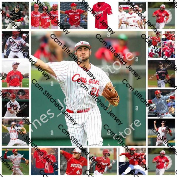 

ncaa custom uh houston cougars stitched college baseball jersey 34 nathan medrano 35 jason burger 36 cameron prayer 37 josh coleman 38 dawso, Black