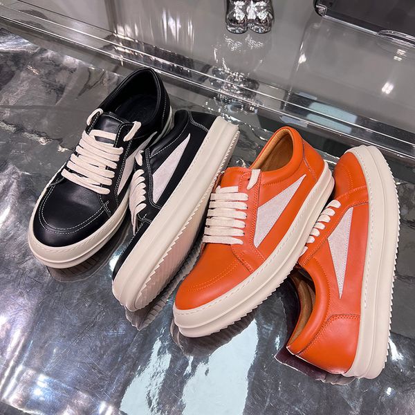 

men casual shoes low small triangle luxury trainers genuine leather suede lace up women flats hip-hop street breathable designer sneakers, Black