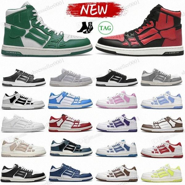

designer bones casual shoes skel low for men women shoe leather skelet sneakers luxury sports retro skeleton white black green pink trainer