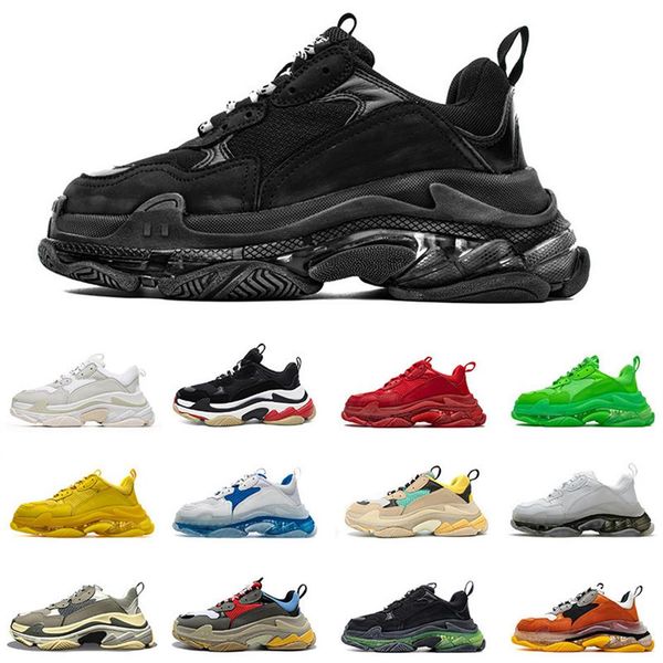 

triple s paris old dad casual shoes crystal bottoms black green yellow all white off pink grey mens womens sneakers 36-452743