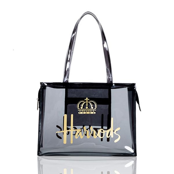 

evening bags large capacity tote waterproof pvc transparent jelly women london shopper ladies shoulder shopping handbags 230407