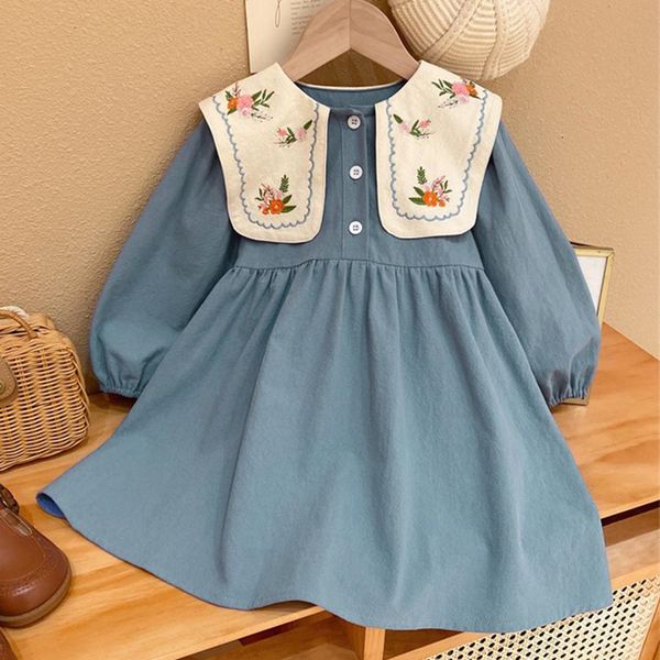 

girl s dresses 2023 spring autumn long sleeve lapel casual embroidered kid clothes girl korean style children 230407, Red;yellow