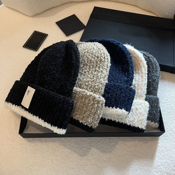 

beanie bonnet Comforts Letter Hat Ventilate Knitted Hat Embroidery Warm Multicolor Bonnet Designer Beanie, Grey