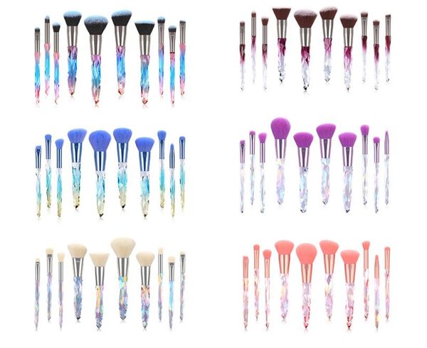 

tuolidi new design custom logo 10pcs makeup brush kit transparent diamonds crystal handle makeup brush sets6143689