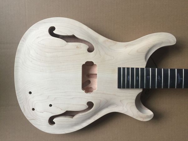 

1set guitar kit mahogany maple cap semi hollow guitar body guitar neck 22fret