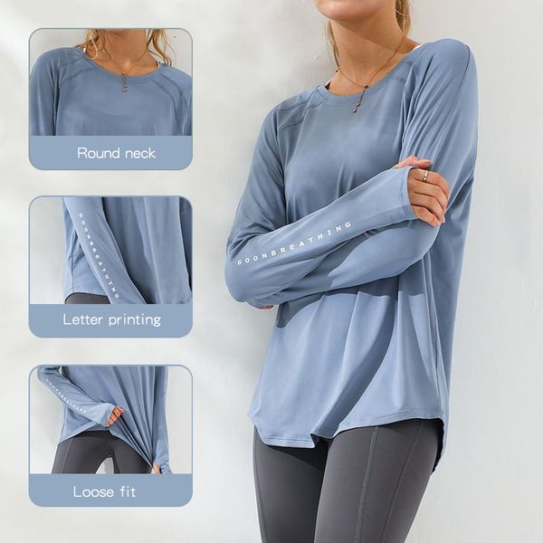 

yoga outfits sport fitness long sleeve running shirt women blouse gym loose plus size workout shirts jacket excercise clothes 230406 berser