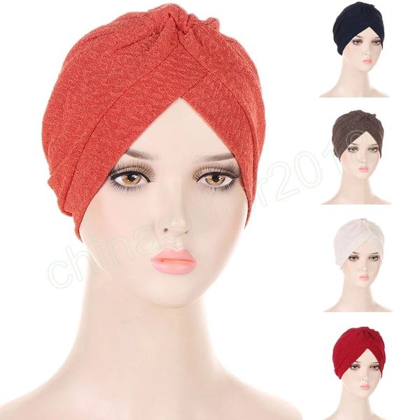 

fashion muslim women hijab chemo cap pleated turban hair loss hat headwrap scarf femme cancer beanies islamic indian cover caps, Blue;gray